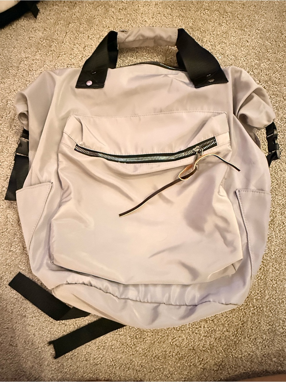 Light Gray Women's Nylon Backpack Tote - Stylish Everyday Bag